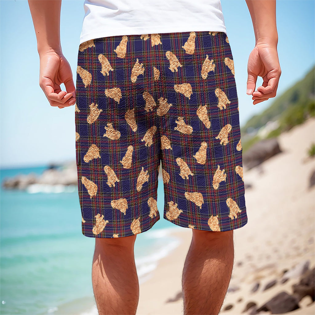 Golden Retriever Tartan Pattern Print Men's Cargo Shorts