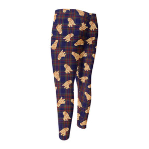 Golden Retriever Tartan Pattern Print Men's Compression Pants