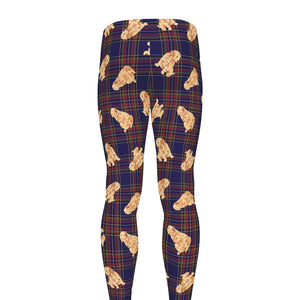 Golden Retriever Tartan Pattern Print Men's leggings