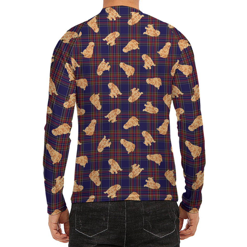 Golden Retriever Tartan Pattern Print Men's Long Sleeve Rash Guard