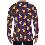 Golden Retriever Tartan Pattern Print Men's Long Sleeve T-Shirt