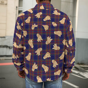 Golden Retriever Tartan Pattern Print Men's Shirt Jacket