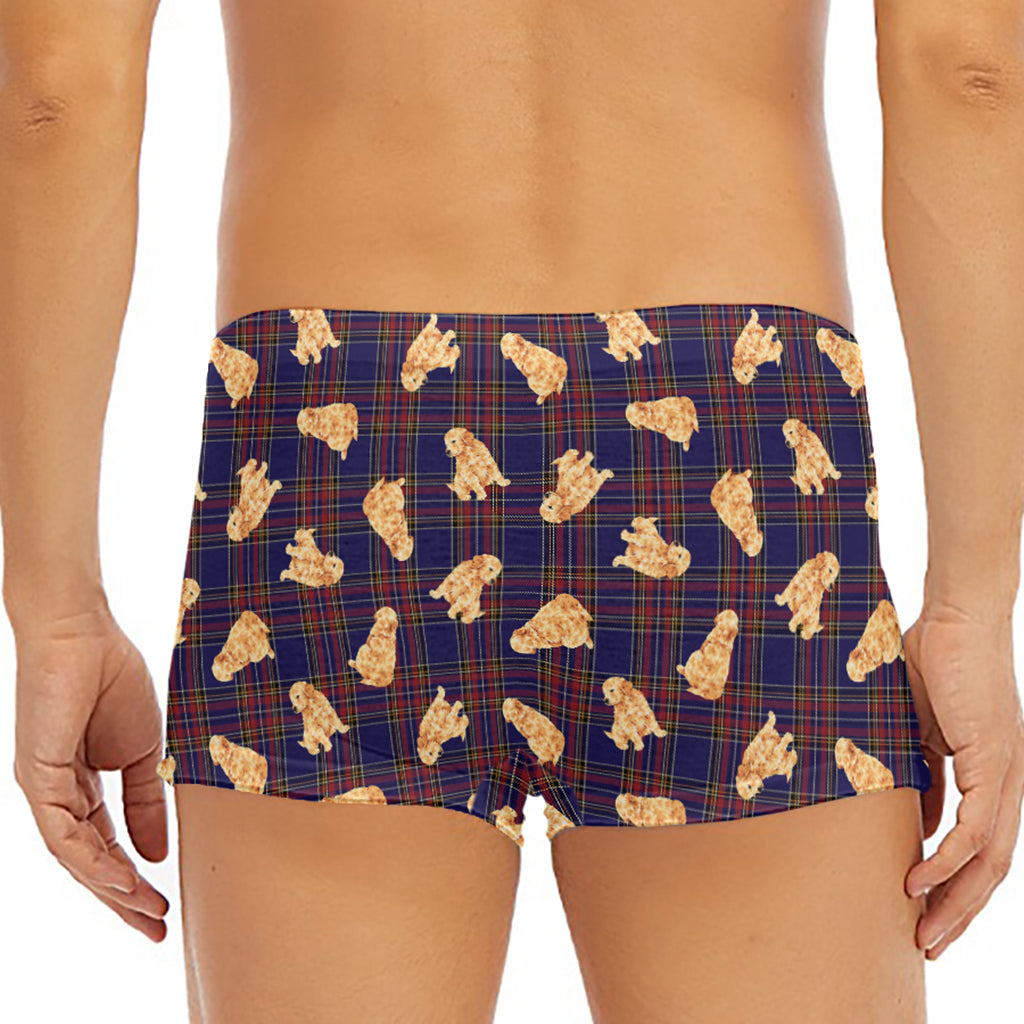 Golden Retriever Tartan Pattern Print Men's Short Boxer Briefs
