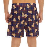 Golden Retriever Tartan Pattern Print Men's Split Running Shorts