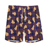 Golden Retriever Tartan Pattern Print Men's Sports Shorts