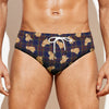 Golden Retriever Tartan Pattern Print Men's Swim Briefs