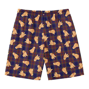 Golden Retriever Tartan Pattern Print Men's Swim Trunks