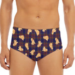 Golden Retriever Tartan Pattern Print Men's Triangle Swim Briefs