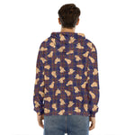 Golden Retriever Tartan Pattern Print Men's Velvet Pullover Hoodie