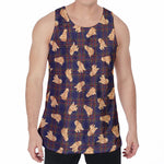 Golden Retriever Tartan Pattern Print Men's Velvet Tank Top