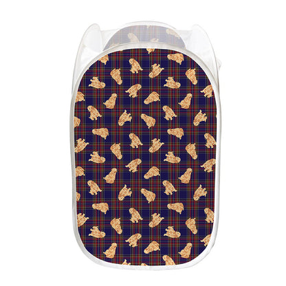Golden Retriever Tartan Pattern Print Mesh Laundry Hamper