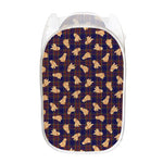 Golden Retriever Tartan Pattern Print Mesh Laundry Hamper
