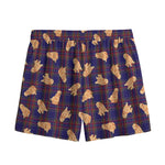 Golden Retriever Tartan Pattern Print Mesh Shorts