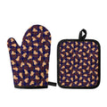 Golden Retriever Tartan Pattern Print Oven Mitt And Pot Holder Set