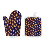 Golden Retriever Tartan Pattern Print Oven Mitt And Pot Holder Set