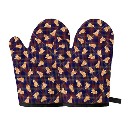 Golden Retriever Tartan Pattern Print Oven Mitts