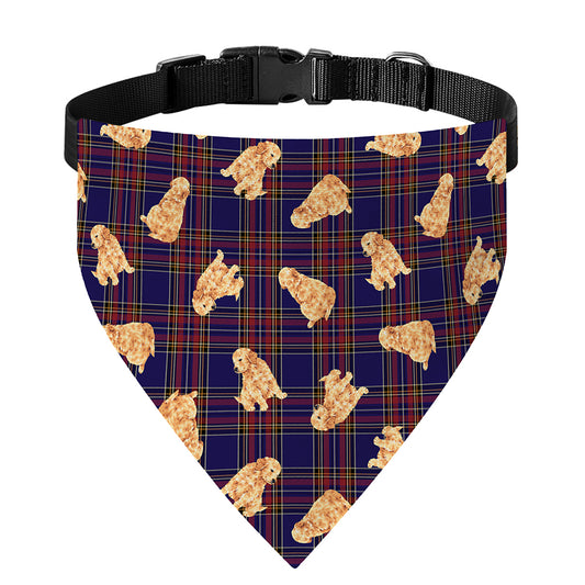 Golden Retriever Tartan Pattern Print Over The Collar Dog Bandana