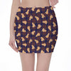 Golden Retriever Tartan Pattern Print Pencil Mini Skirt