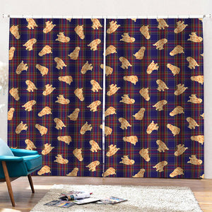 Golden Retriever Tartan Pattern Print Pencil Pleat Curtains