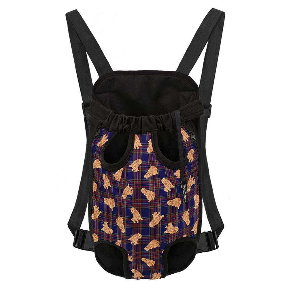 Golden Retriever Tartan Pattern Print Pet Carrier Backpack