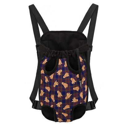 Golden Retriever Tartan Pattern Print Pet Carrier Backpack