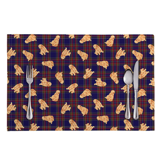 Golden Retriever Tartan Pattern Print Placemat