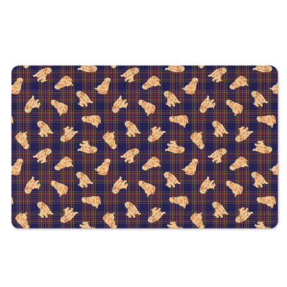 Golden Retriever Tartan Pattern Print Polyester Doormat
