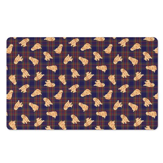 Golden Retriever Tartan Pattern Print Polyester Doormat