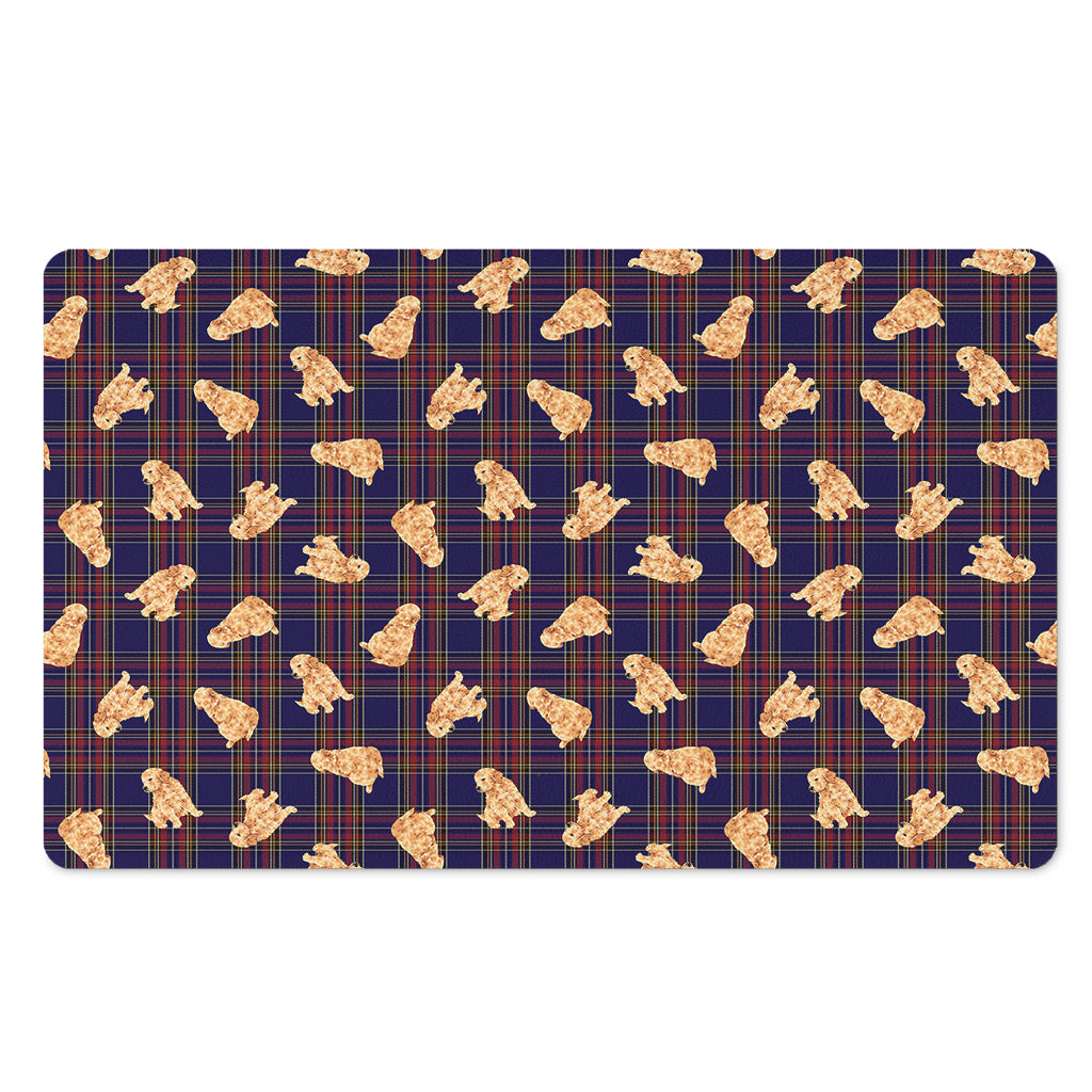 Golden Retriever Tartan Pattern Print Polyester Doormat