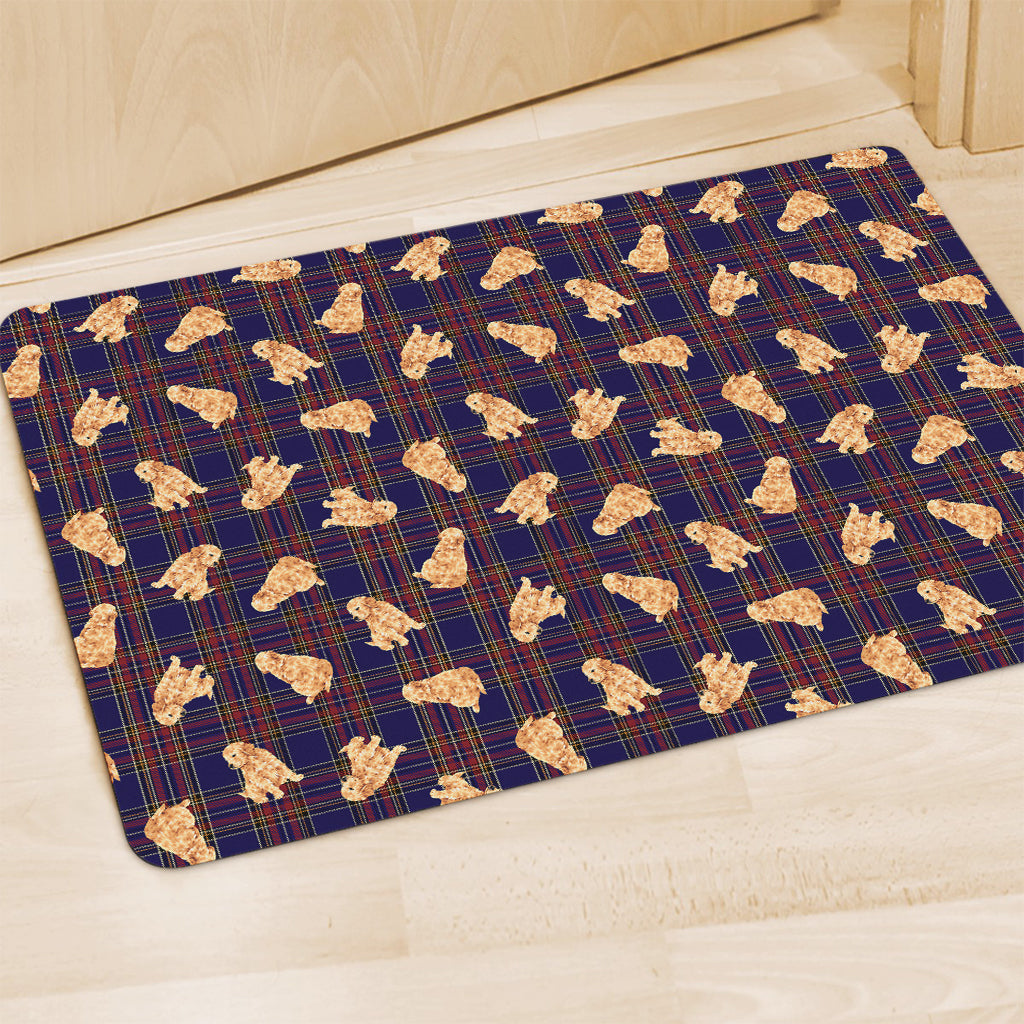 Golden Retriever Tartan Pattern Print Polyester Doormat