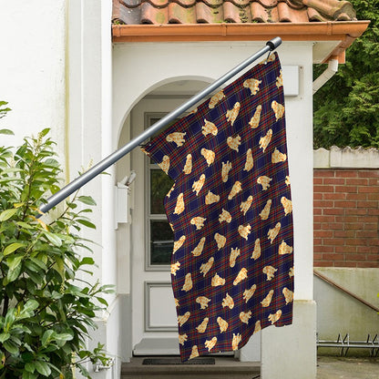 Golden Retriever Tartan Pattern Print Polyester Flag