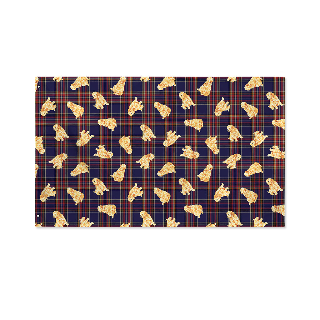 Golden Retriever Tartan Pattern Print Polyester Flag
