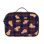 Golden Retriever Tartan Pattern Print Portable Lunch Bag