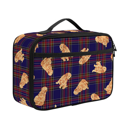 Golden Retriever Tartan Pattern Print Portable Lunch Bag