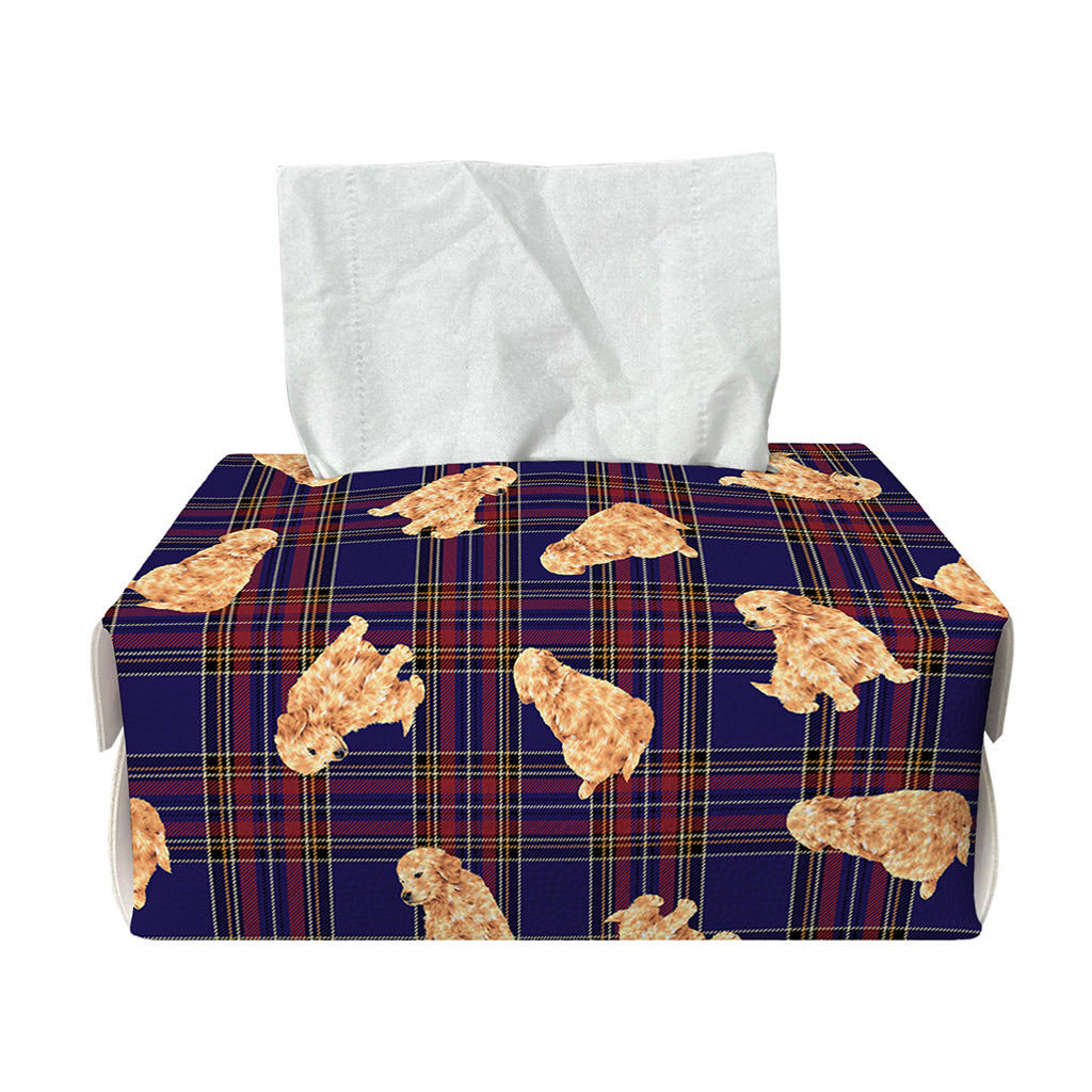 Golden Retriever Tartan Pattern Print Rectangle Tissue Box Cover