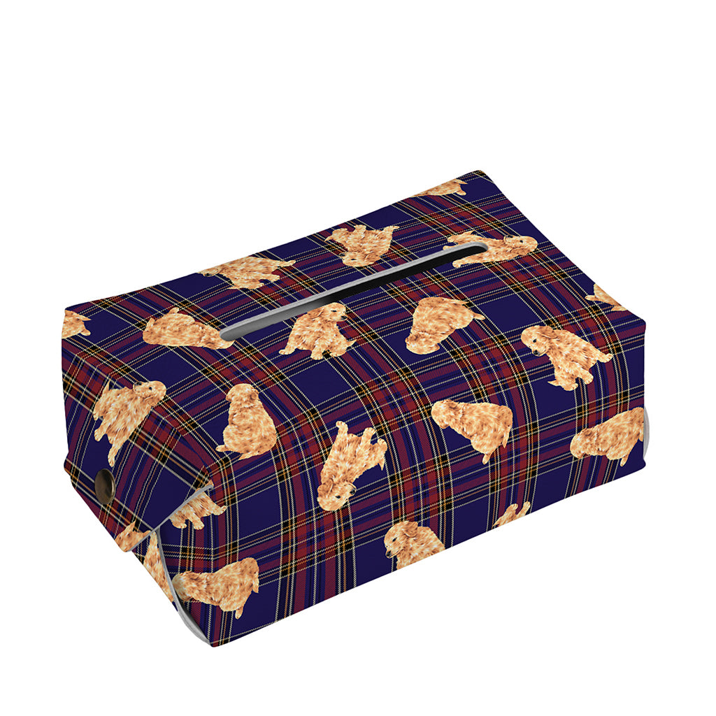 Golden Retriever Tartan Pattern Print Rectangle Tissue Box Cover