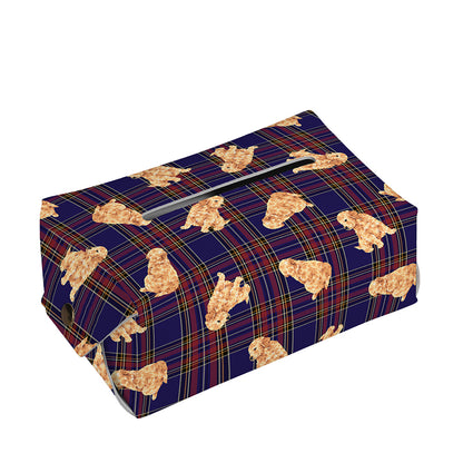 Golden Retriever Tartan Pattern Print Rectangle Tissue Box Cover
