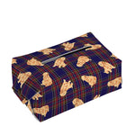 Golden Retriever Tartan Pattern Print Rectangle Tissue Box Cover