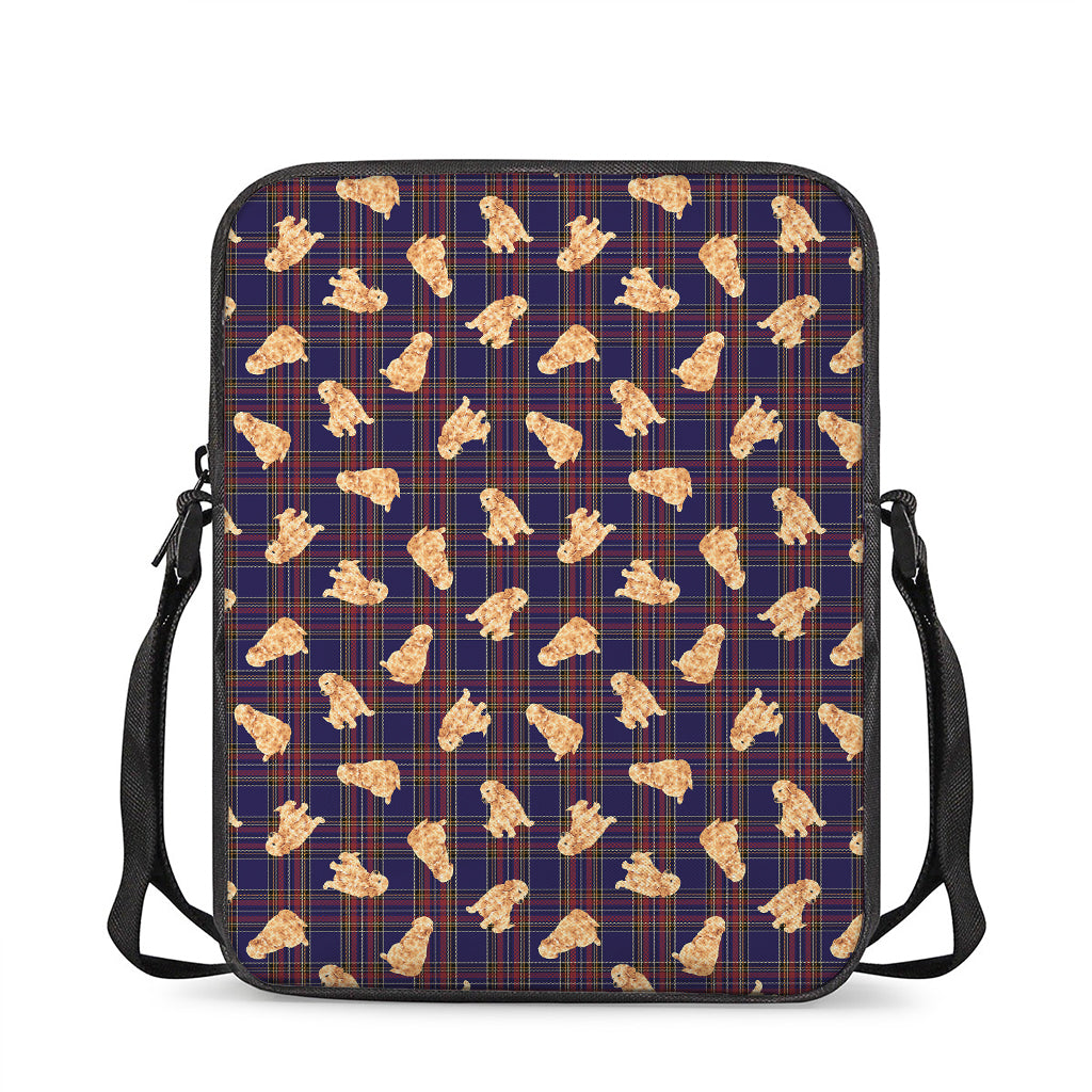 Golden Retriever Tartan Pattern Print Rectangular Crossbody Bag