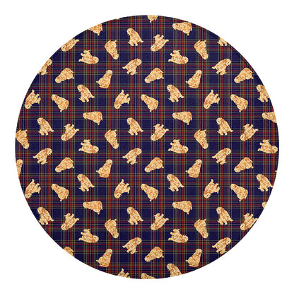 Golden Retriever Tartan Pattern Print Round Blanket