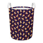Golden Retriever Tartan Pattern Print Round Laundry Basket