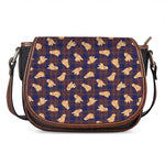 Golden Retriever Tartan Pattern Print Saddle Bag