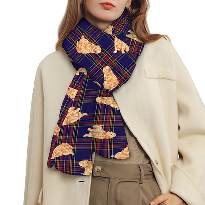 Golden Retriever Tartan Pattern Print Scarf