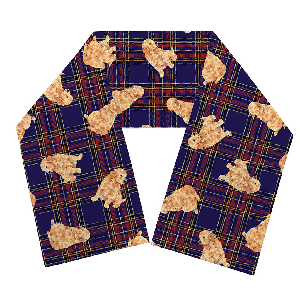Golden Retriever Tartan Pattern Print Scarf
