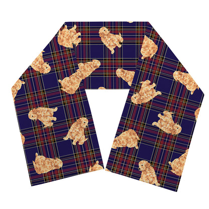 Golden Retriever Tartan Pattern Print Scarf