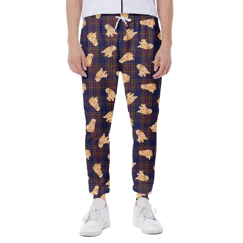 Golden Retriever Tartan Pattern Print Scuba Joggers