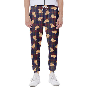 Golden Retriever Tartan Pattern Print Scuba Joggers