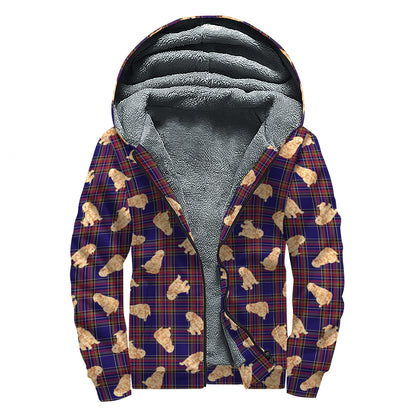 Golden Retriever Tartan Pattern Print Sherpa Lined Zip Up Hoodie