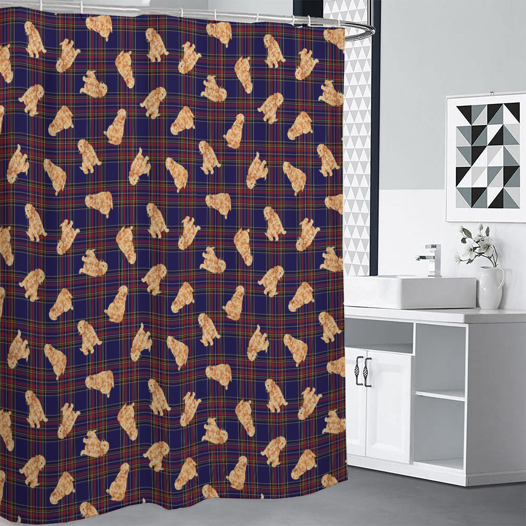 Golden Retriever Tartan Pattern Print Shower Curtain