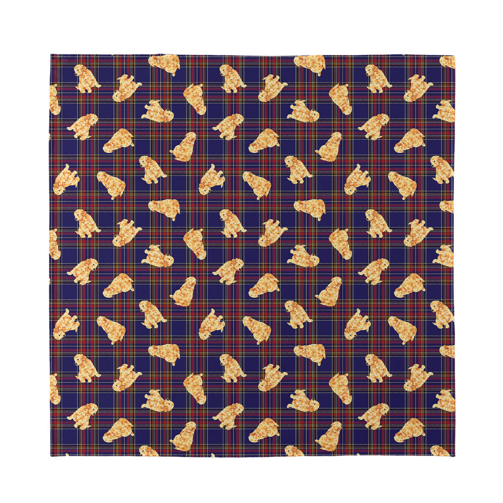 Golden Retriever Tartan Pattern Print Silk Bandana